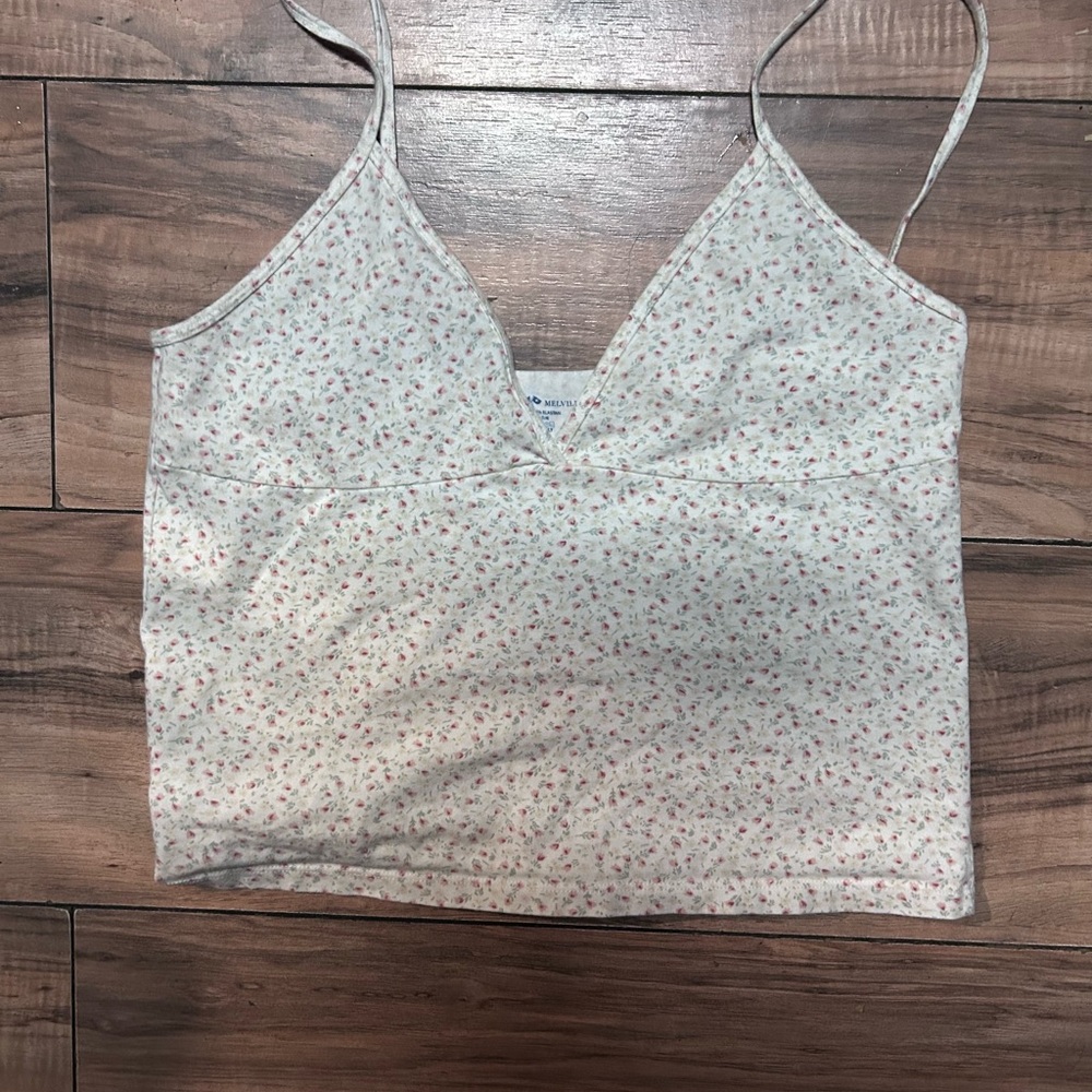 Brandy Melville Cream Floral Camisole (one size)
